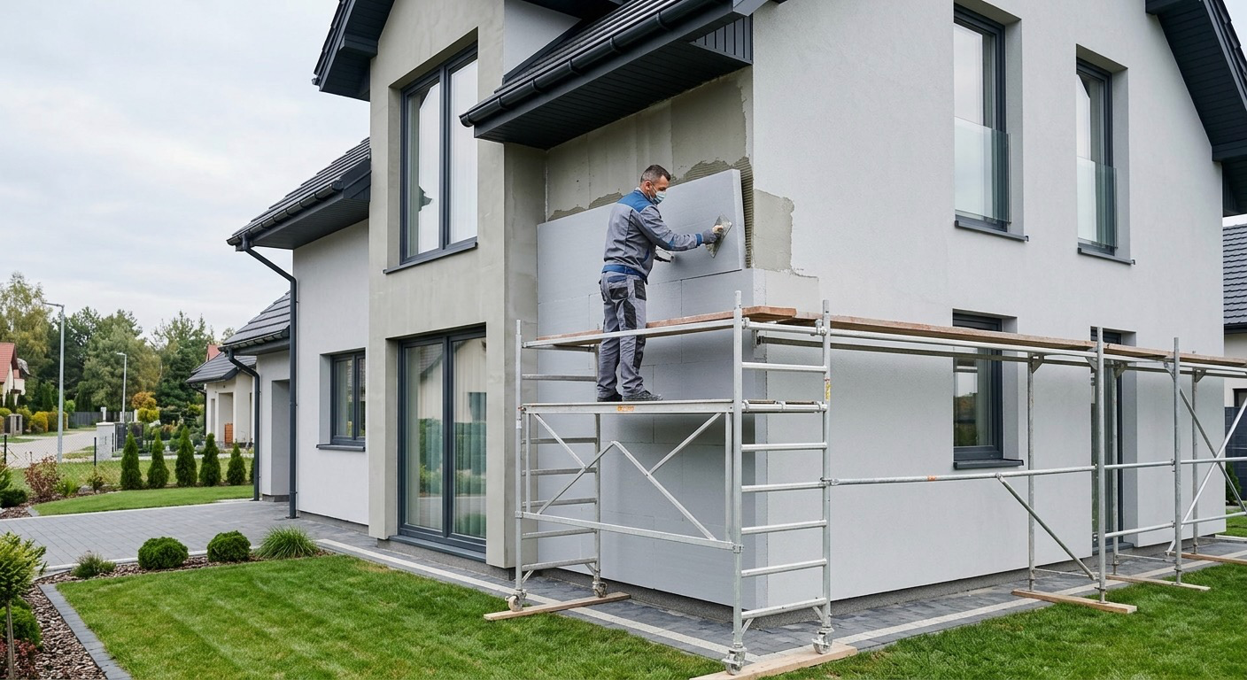 Detale modernizacji budynku obejmujące elewację, dach i izolacje